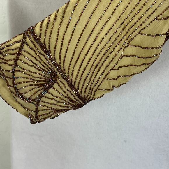 Star Group Cardigan Womens OS Handmade Silk Beaded Geometric Open Front Vintage - Picture 5 of 15